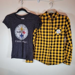Womens Juniors Steelers Shirts Lot of 2 Size Small  Flannel and T Shirt